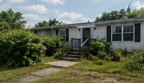 Before: home exterior before clean-up